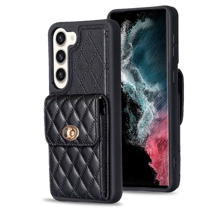 Custodia in pelle rombica a portafoglio per Samsung Galaxy S23+, S23 Ultra, S22