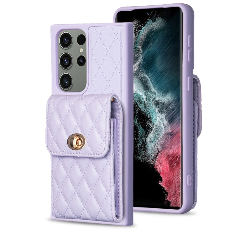Custodia in pelle rombica a portafoglio per Samsung Galaxy S23+, S23 Ultra, S22
