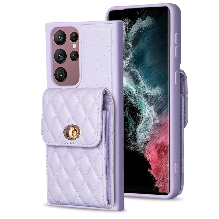 Custodia in pelle rombica a portafoglio per Samsung Galaxy S23+, S23 Ultra, S22