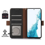 Custodia portafoglio in pelle con RFID per Samsung Galaxy M54