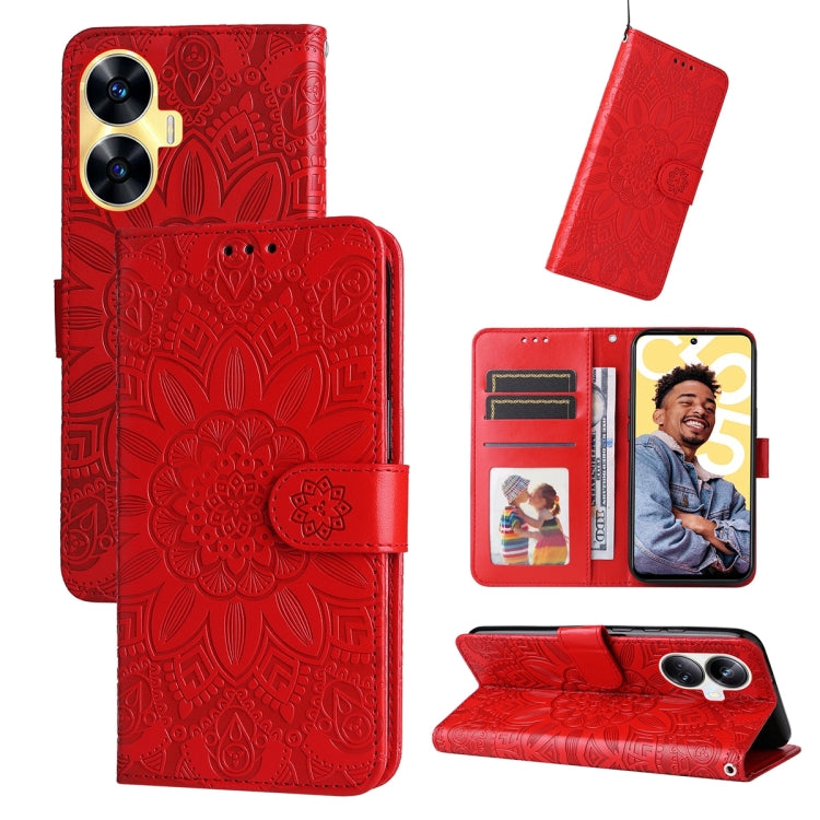 Custodia per telefono in pelle di girasole goffrata, For Realme C55, For Realme GT Neo 5 5G / GT3