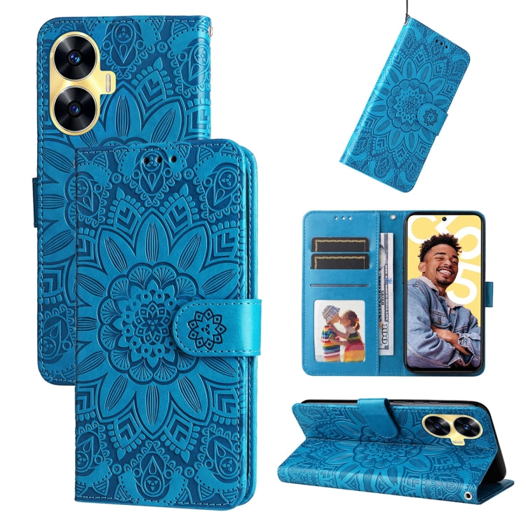 Custodia per telefono in pelle di girasole goffrata, For Realme C55, For Realme GT Neo 5 5G / GT3