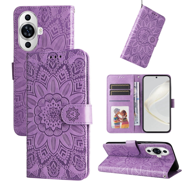 Custodia per telefono in pelle di girasole goffrata, For Huawei nova 11