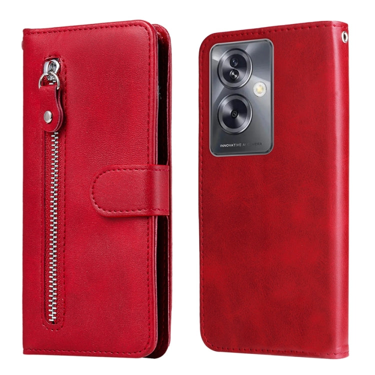 Custodia per telefono in pelle con cerniera in vitello alla moda, For OPPO A79 5G