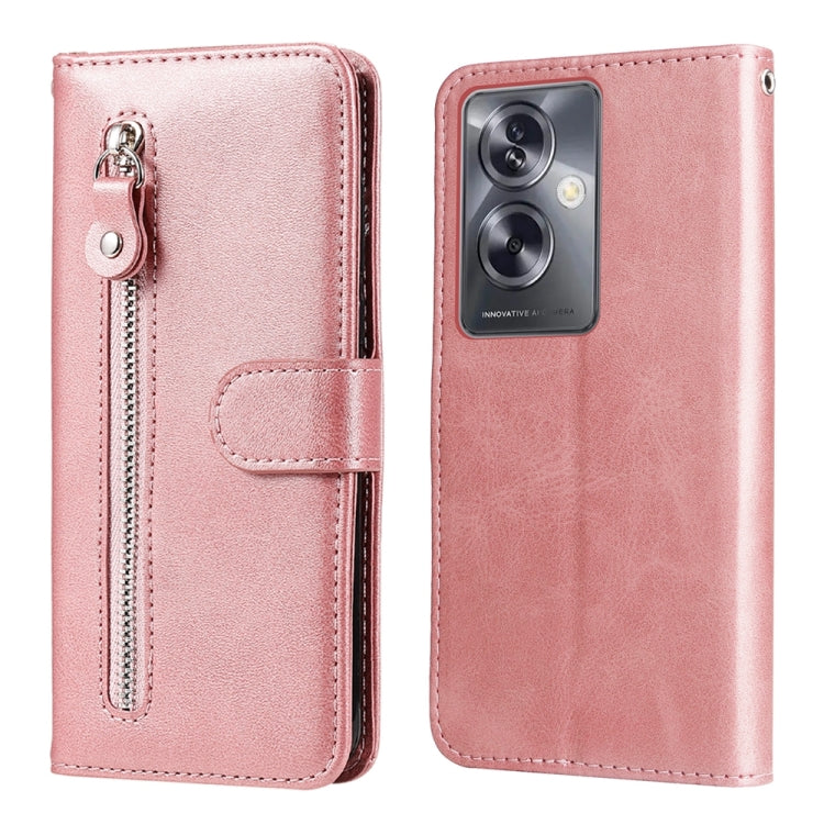 Custodia per telefono in pelle con cerniera in vitello alla moda, For OPPO A79 5G