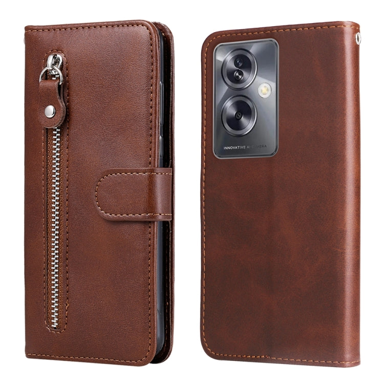 Custodia per telefono in pelle con cerniera in vitello alla moda, For OPPO A79 5G