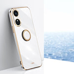 XINLI custodia per telefono in TPU elettrolitico con bordo dritto 6D con supporto per anello, For OPPO A2X, For OPPO Reno8 T 4G