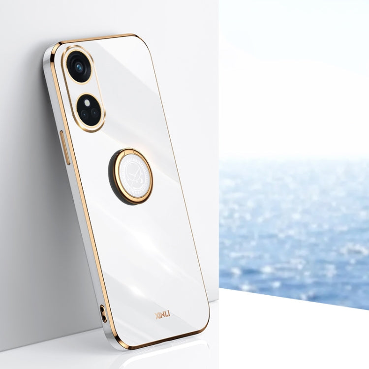 XINLI custodia per telefono in TPU elettrolitico con bordo dritto 6D con supporto per anello, For OPPO A2X, For OPPO Reno8 T 4G