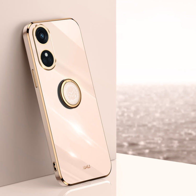 XINLI custodia per telefono in TPU elettrolitico con bordo dritto 6D con supporto per anello, For OPPO A2X, For OPPO Reno8 T 4G