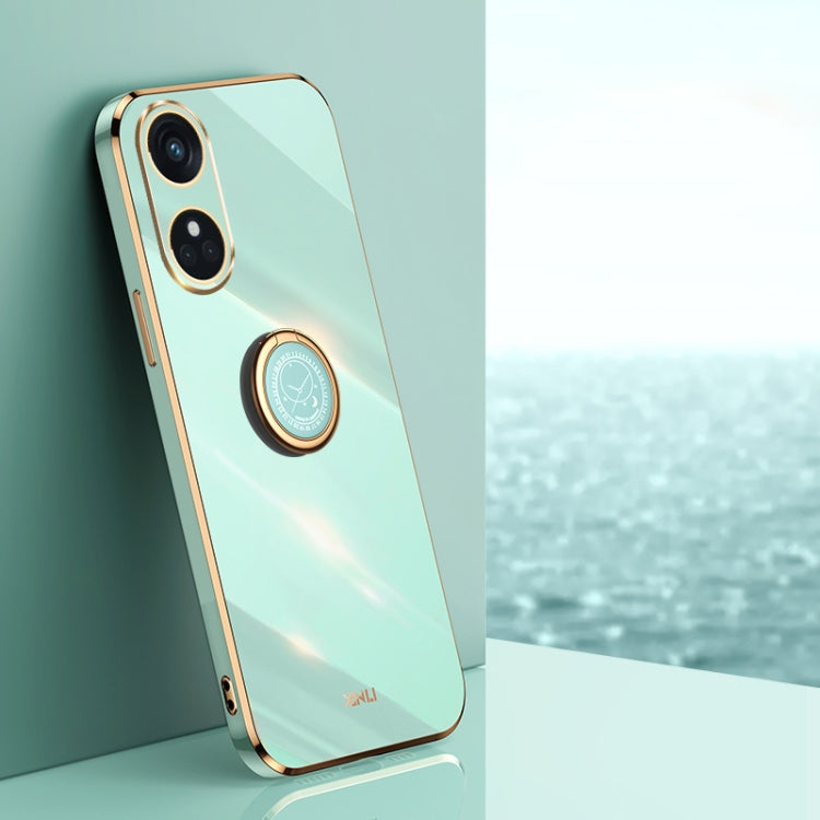 XINLI custodia per telefono in TPU elettrolitico con bordo dritto 6D con supporto per anello, For OPPO A2X, For OPPO Reno8 T 4G