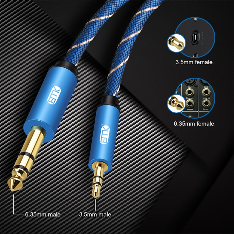 Cavo AUX Jack 3,5 mm a 6,35 mm placcato oro treccia nylon