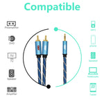 Cavo audio Jack 3,5 mm maschio a 2 RCA maschio placcato oro