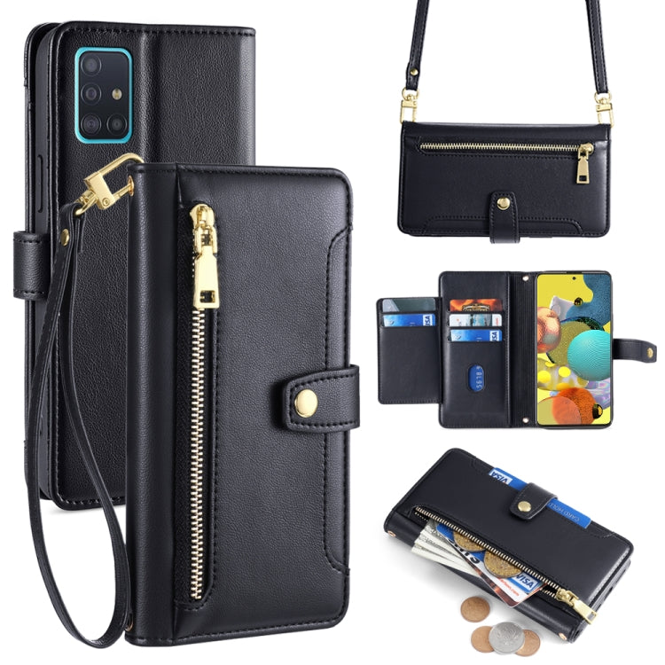 Custodia portafoglio in pelle con cerniera per Samsung Galaxy A51