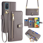 Custodia portafoglio in pelle con cerniera per Samsung Galaxy S21