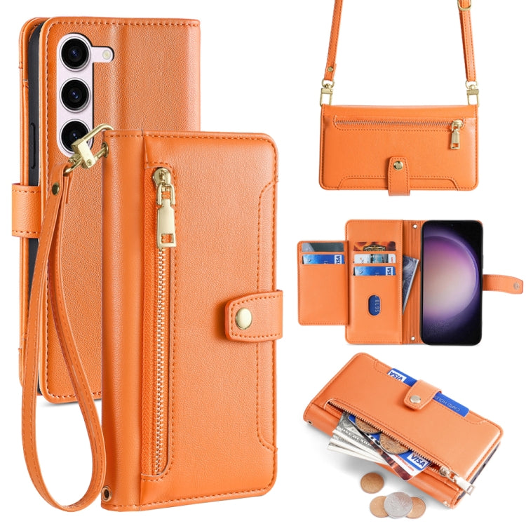Custodia portafoglio in pelle con cerniera per Samsung Galaxy S24