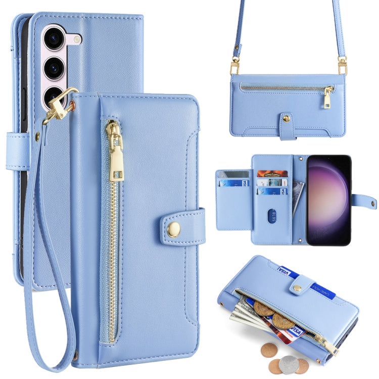 Custodia portafoglio in pelle con cerniera per Samsung Galaxy S24