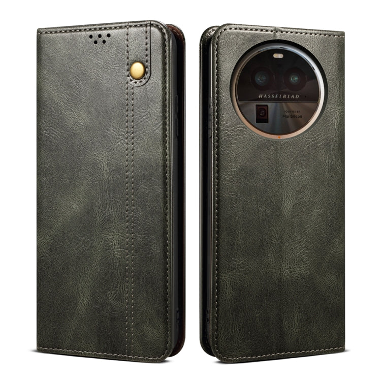 Custodia in pelle con trama crazy horse per OPPO Find X6 Pro