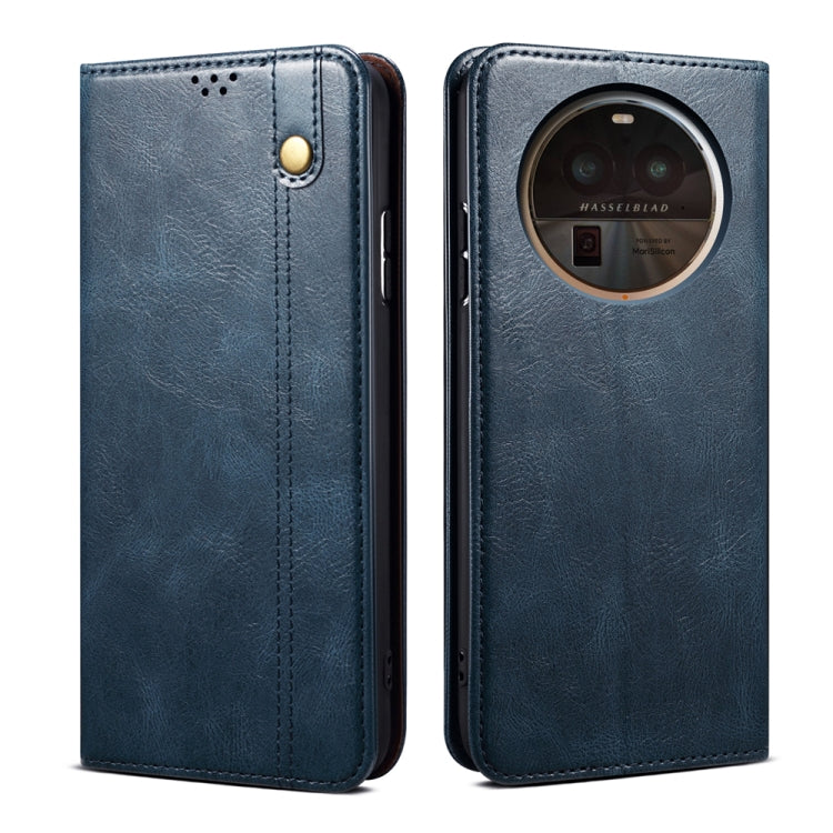 Custodia in pelle con trama crazy horse per OPPO Find X6 Pro