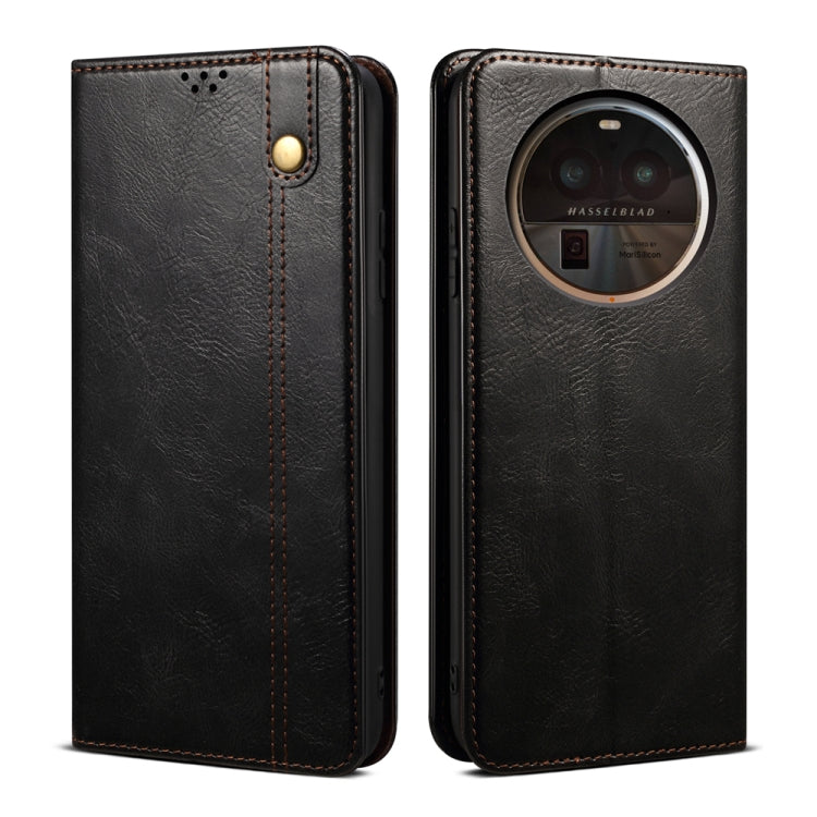 Custodia in pelle con trama crazy horse per OPPO Find X6 Pro