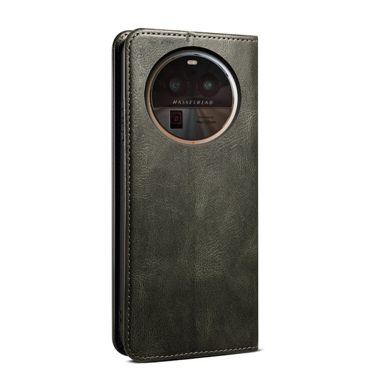 Custodia in pelle con trama crazy horse per OPPO Find X6 Pro