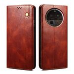 Custodia in pelle con trama crazy horse per OPPO Find X6 Pro