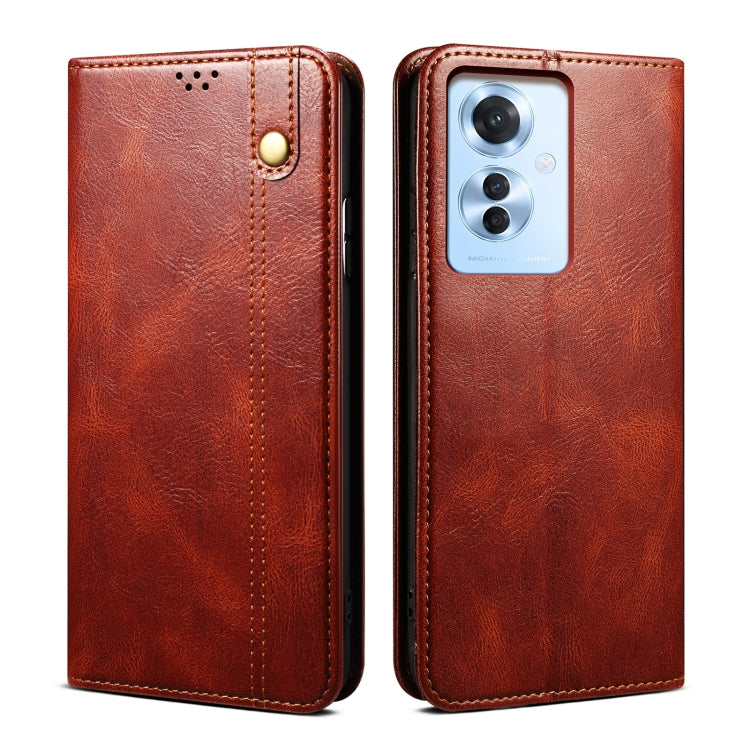 Custodia per telefono in pelle con trama Crazy Horse per OPPO A60