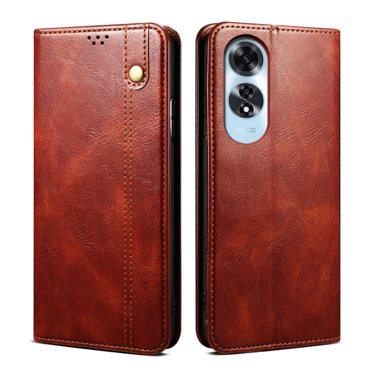 Custodia per telefono in pelle con trama Crazy Horse per OPPO A60