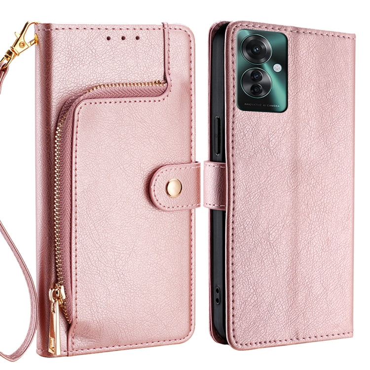 Custodia in pelle con cerniera per OPPO Reno11 F e modelli compatibili