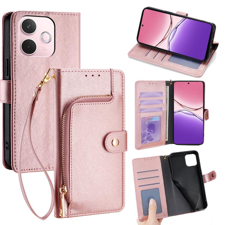 Custodia in pelle con cerniera per OPPO A5 5G Global e modelli OPPO compatibili
