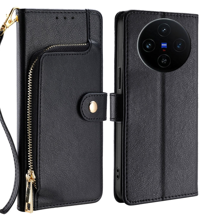 Custodia in pelle con cerniera per Vivo X100s e modelli compatibili