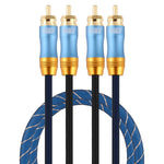 EMK 2 x RCA maschio a 2 x RCA maschio connettore placcato oro cavo audio coassiale a treccia di nylon per TV/amplificatore/home theater/DVD, 1m, 1.5m, 2m, 3m, 5m