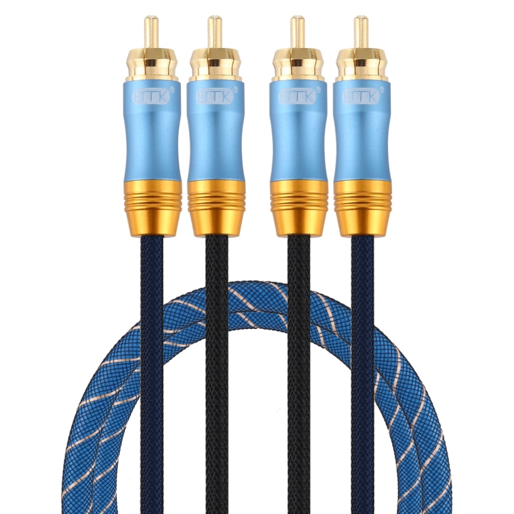 EMK 2 x RCA maschio a 2 x RCA maschio connettore placcato oro cavo audio coassiale a treccia di nylon per TV/amplificatore/home theater/DVD, 1m, 1.5m, 2m, 3m, 5m