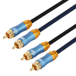 EMK 2 x RCA maschio a 2 x RCA maschio connettore placcato oro cavo audio coassiale a treccia di nylon per TV/amplificatore/home theater/DVD, 1m, 1.5m, 2m, 3m, 5m