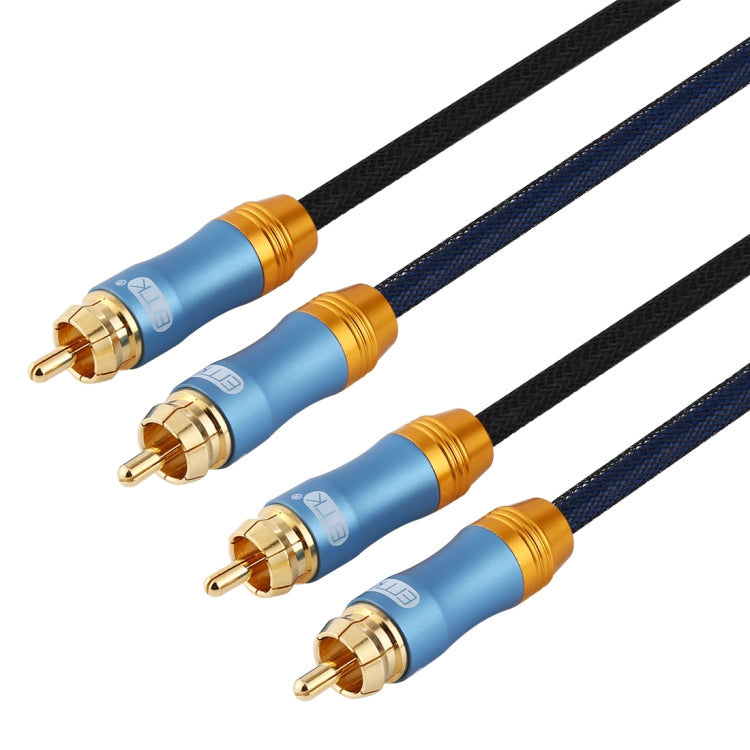 EMK 2 x RCA maschio a 2 x RCA maschio connettore placcato oro cavo audio coassiale a treccia di nylon per TV/amplificatore/home theater/DVD, 1m, 1.5m, 2m, 3m, 5m