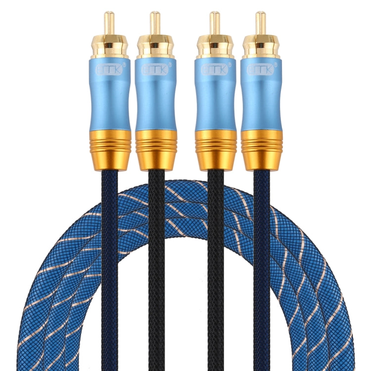 EMK 2 x RCA maschio a 2 x RCA maschio connettore placcato oro cavo audio coassiale a treccia di nylon per TV/amplificatore/home theater/DVD, 1m, 1.5m, 2m, 3m, 5m