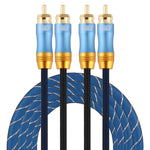 EMK 2 x RCA maschio a 2 x RCA maschio connettore placcato oro cavo audio coassiale a treccia di nylon per TV/amplificatore/home theater/DVD, 1m, 1.5m, 2m, 3m, 5m