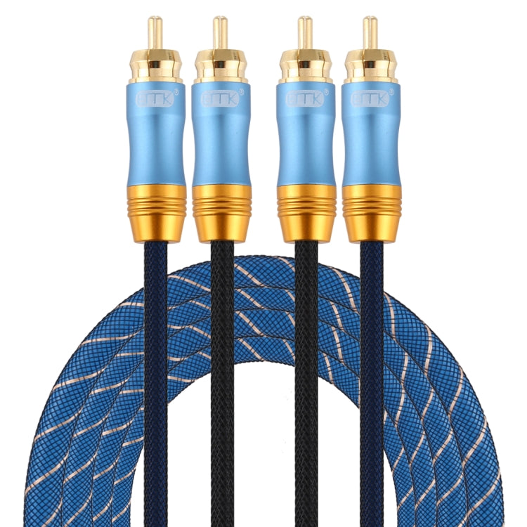 EMK 2 x RCA maschio a 2 x RCA maschio connettore placcato oro cavo audio coassiale a treccia di nylon per TV/amplificatore/home theater/DVD, 1m, 1.5m, 2m, 3m, 5m