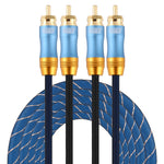 EMK 2 x RCA maschio a 2 x RCA maschio connettore placcato oro cavo audio coassiale a treccia di nylon per TV/amplificatore/home theater/DVD, 1m, 1.5m, 2m, 3m, 5m