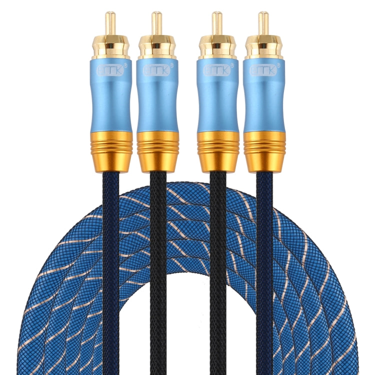 EMK 2 x RCA maschio a 2 x RCA maschio connettore placcato oro cavo audio coassiale a treccia di nylon per TV/amplificatore/home theater/DVD, 1m, 1.5m, 2m, 3m, 5m