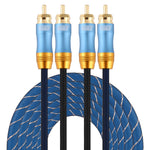 EMK 2 x RCA maschio a 2 x RCA maschio connettore placcato oro cavo audio coassiale a treccia di nylon per TV/amplificatore/home theater/DVD, 1m, 1.5m, 2m, 3m, 5m