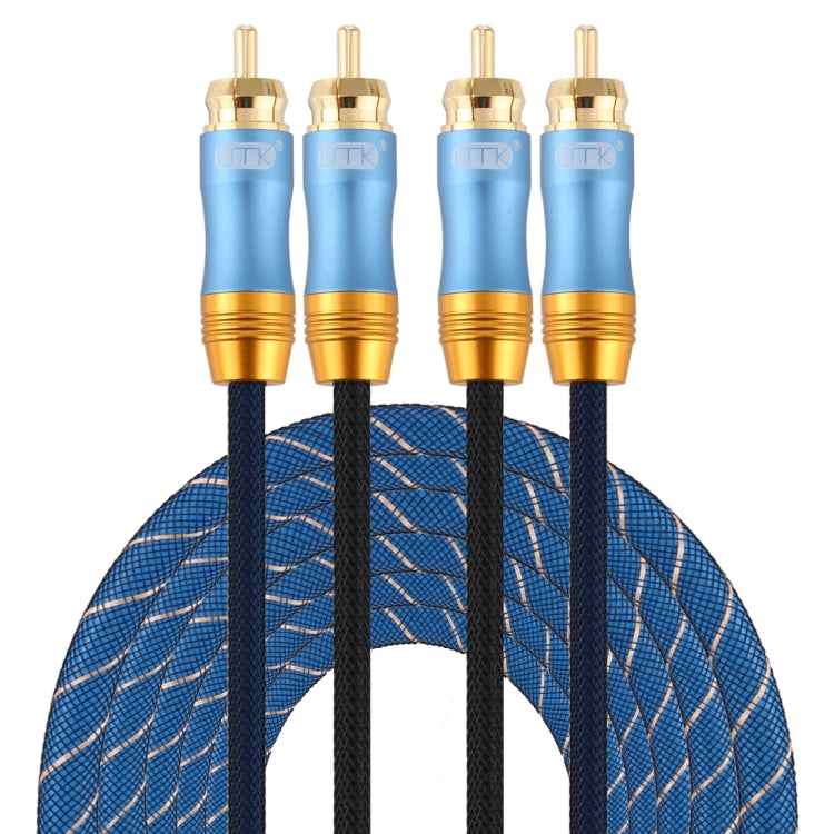 EMK 2 x RCA maschio a 2 x RCA maschio connettore placcato oro cavo audio coassiale a treccia di nylon per TV/amplificatore/home theater/DVD, 1m, 1.5m, 2m, 3m, 5m