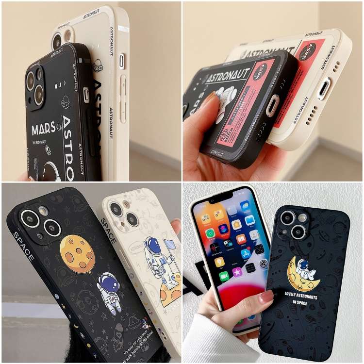 Custodia per cellulare con bordo dritto in silicone modello astronauta, For Samsung Galaxy A81, For Samsung Galaxy A73 5G, For Samsung Galaxy A72 5G / 4G