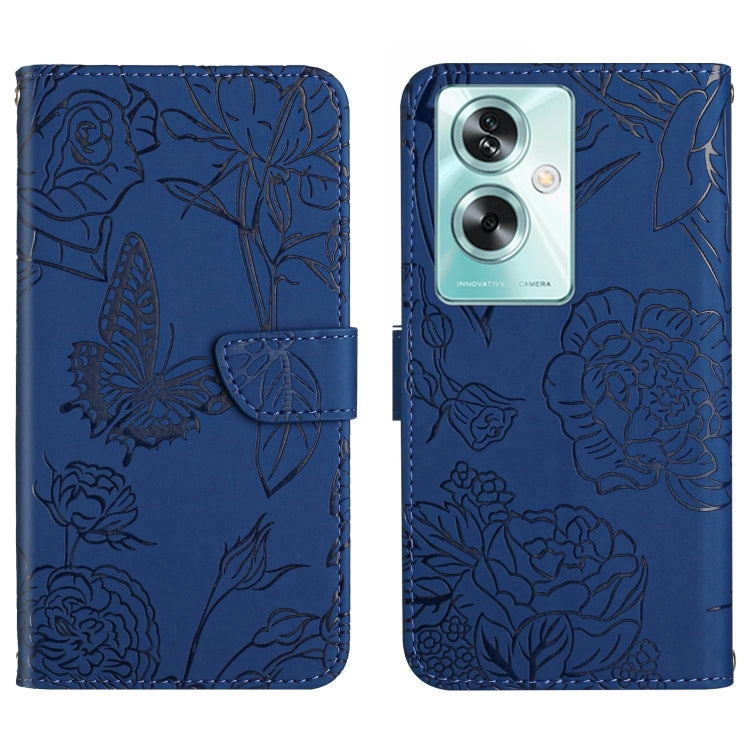 HT03 Cassa del telefono di cuoio di vibrazione impressa farfalla di sensibilità della pelle, For OPPO A79 5G, For OPPO A59 5G