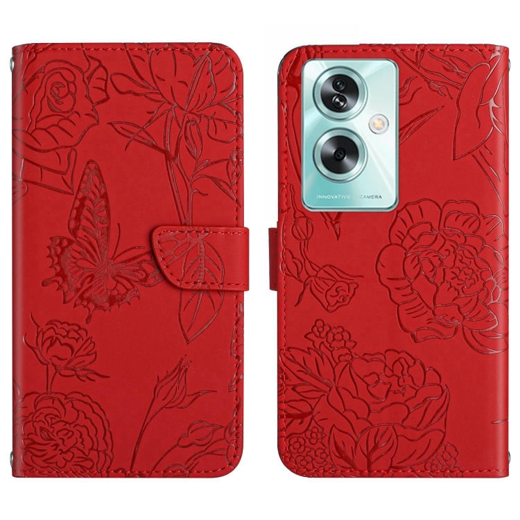 HT03 Cassa del telefono di cuoio di vibrazione impressa farfalla di sensibilità della pelle, For OPPO A79 5G, For OPPO A59 5G