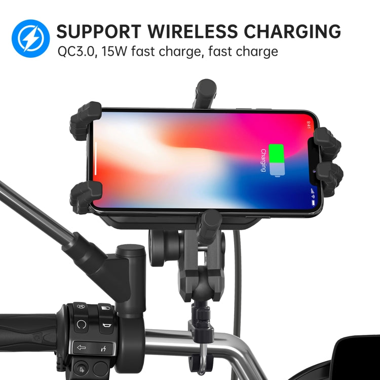 Supporto moto con ricarica wireless 15W per smartphone