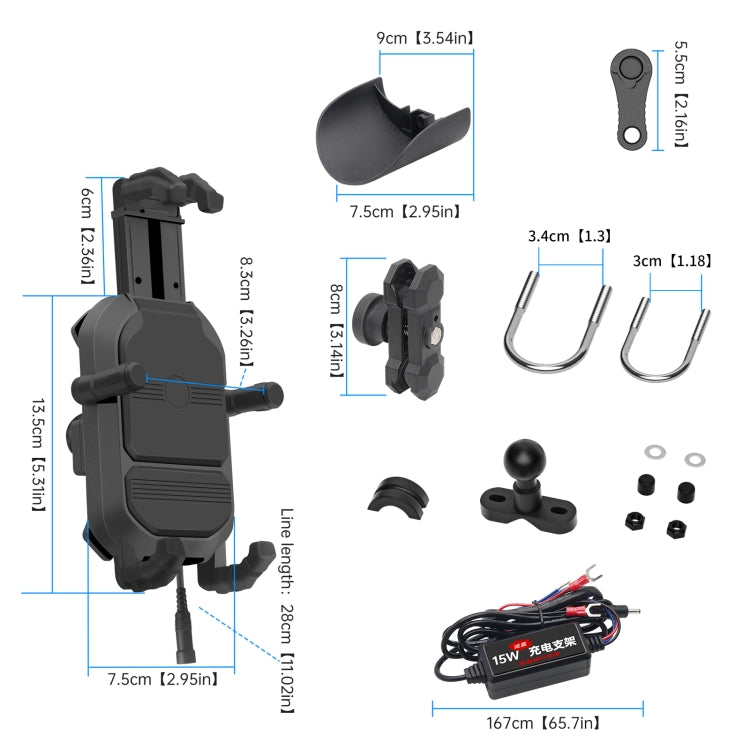 Supporto moto con ricarica wireless 15W per smartphone