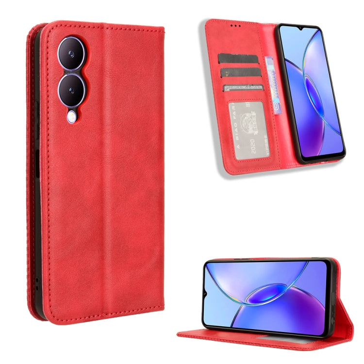 Custodia in pelle con fibbia magnetica per Vivo Y17s e modelli compatibili