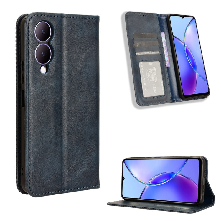 Custodia in pelle con fibbia magnetica per Vivo Y17s e modelli compatibili