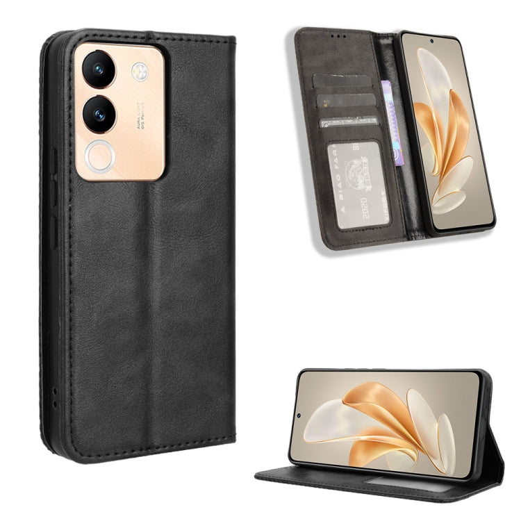 Custodia in pelle con fibbia magnetica per Vivo Y17s e modelli compatibili
