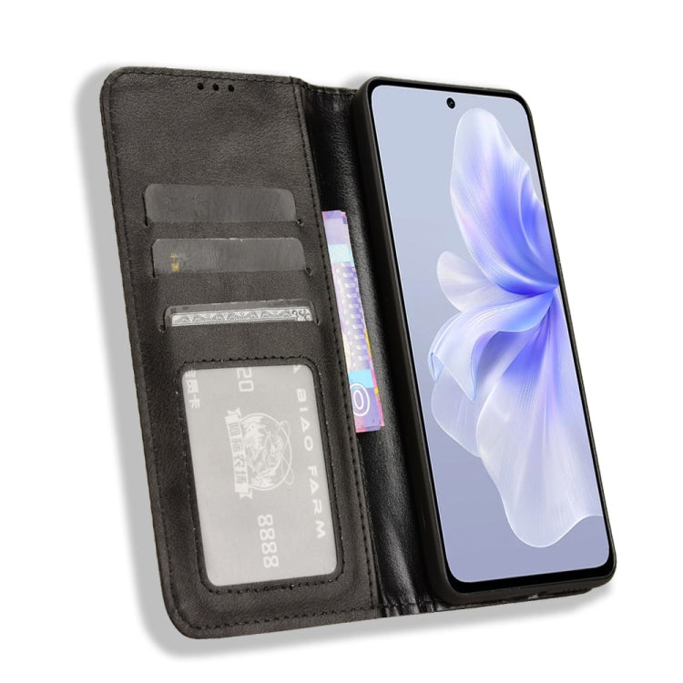Custodia in pelle con fibbia magnetica per Vivo Y17s e modelli compatibili